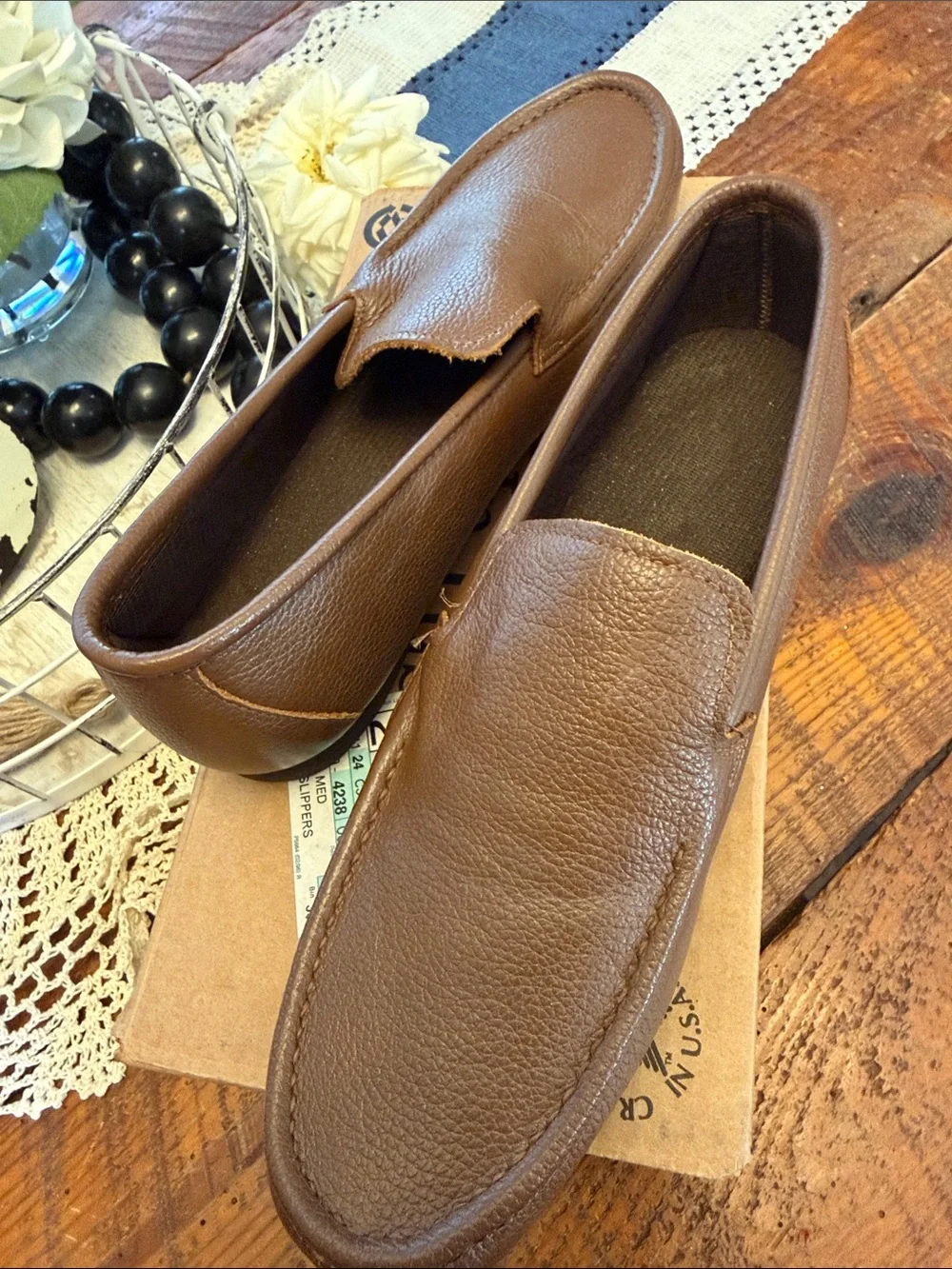Hush Puppies Men's Brown Pebble-Grain Slip-On Loafers